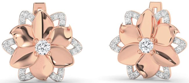 Diamond Rose Gold Flower Stud Earrings