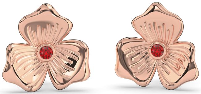 Ruby Rose Gold Flower Stud Earrings