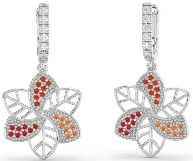 Platinum Flower Dangle Earrings