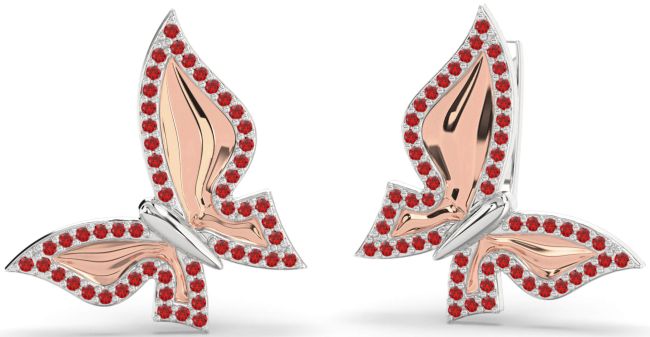 Ruby Silver & 10K Rose Gold Butterfly Stud Earrings