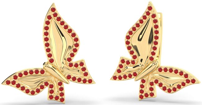 Ruby Gold Butterfly Stud Earrings