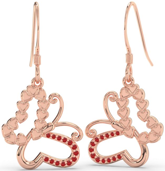 Ruby Rose Gold Butterfly Dangle Earrings