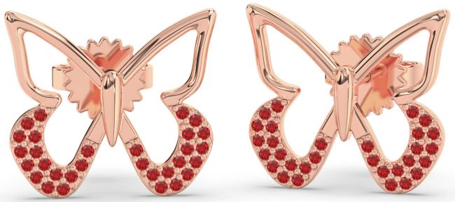 Ruby Rose Gold Butterfly Stud Earrings