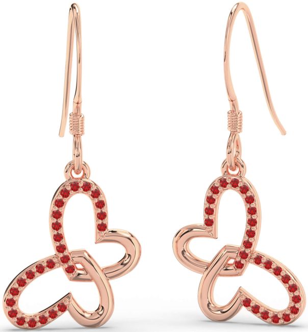 Ruby Rose Gold Silver Butterfly Heart Interlock Dangle Earrings