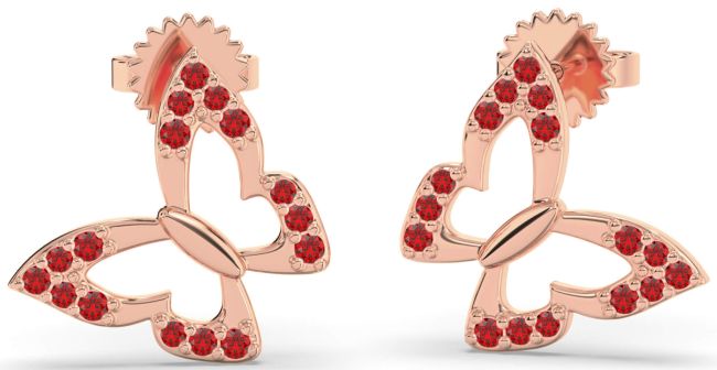 Ruby Rose Gold Butterfly Dangle Earrings