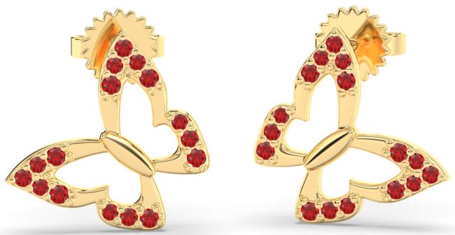 Ruby Gold Butterfly Dangle Earrings