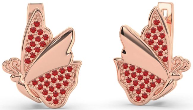 Ruby Rose Gold Butterfly Stud Earrings