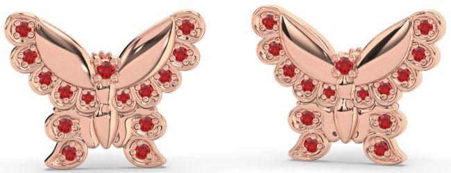 Ruby Rose Gold Butterfly Stud Earrings