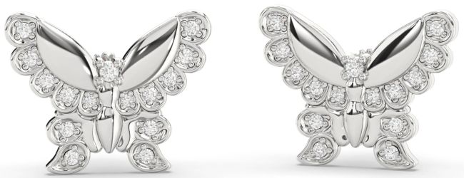 Diamond Platinum Butterfly Stud Earrings