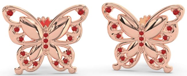 Ruby Rose Gold Butterfly Stud Earrings
