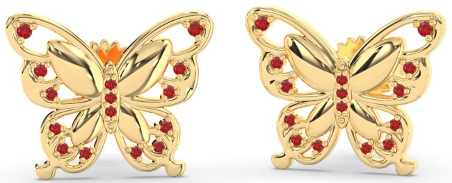 Ruby Gold Butterfly Stud Earrings