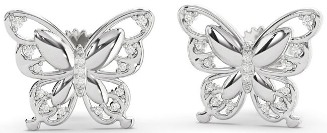 Diamond Platinum Butterfly Stud Earrings
