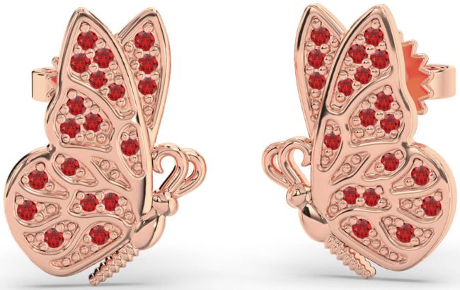 Ruby Rose Gold Butterfly Dangle Earrings