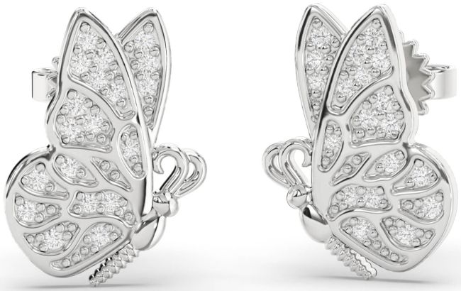 Diamond Platinum Butterfly Dangle Earrings