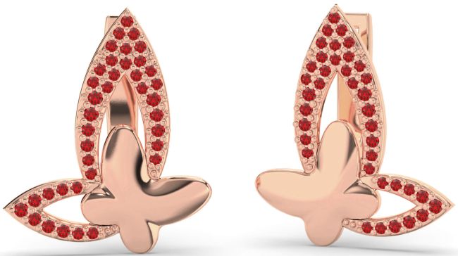 Ruby Rose Gold Silver Butterfly Dangle Earrings