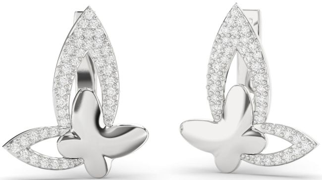 Diamond Platinum Butterfly Dangle Earrings