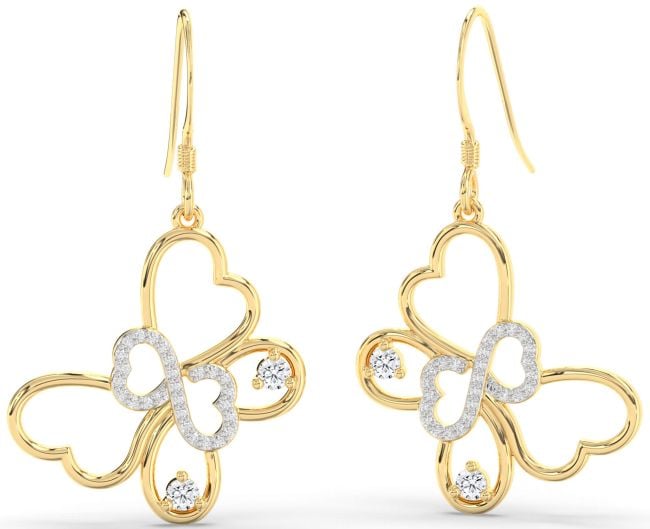 Large Lab Diamond Gold Silver Butterfly Infinity Heart Dangle Earrings