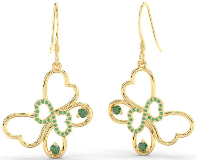 Large Emerald Gold Silver Butterfly Infinity Heart Dangle Earrings