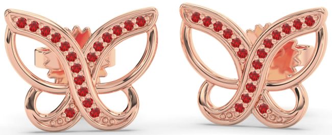 Ruby Rose Gold Butterfly Stud Earrings