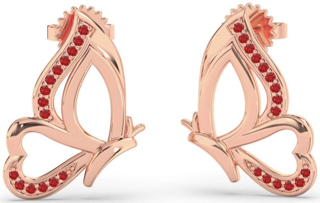 Ruby Rose Gold Butterfly Dangle Earrings