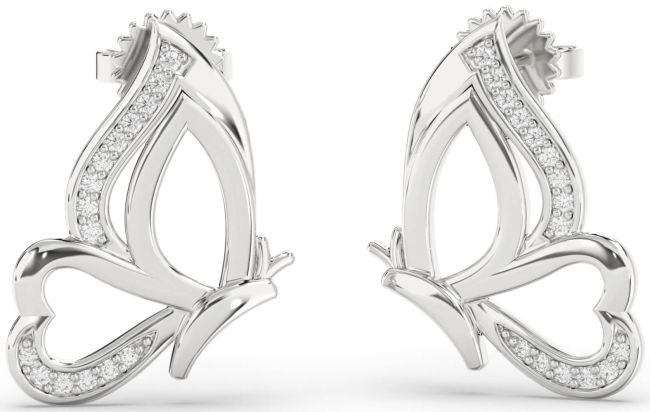 Diamond Platinum Butterfly Dangle Earrings