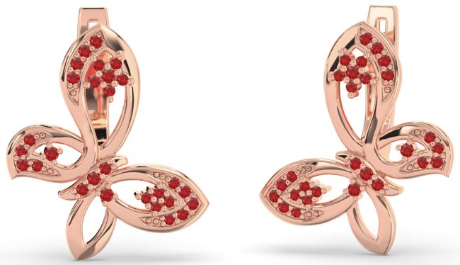 Ruby Rose Gold Butterfly Dangle Earrings