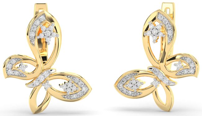 Diamond Gold Butterfly Dangle Earrings