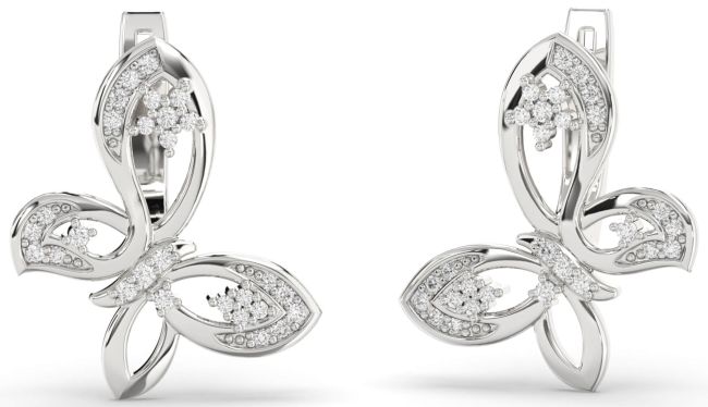 Diamond Platinum Butterfly Dangle Earrings