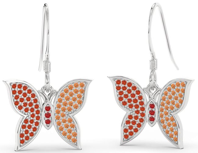 Silver Butterfly Dangle Earrings