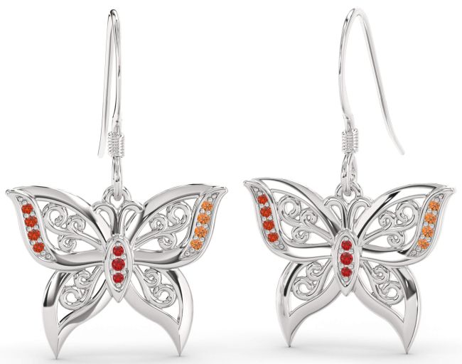 Silver Butterfly Dangle Earrings