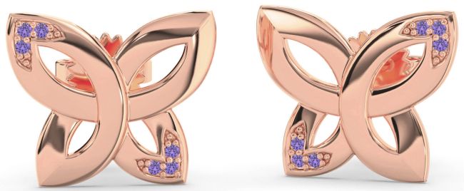Alexandrite Rose Gold Knot Stud Earrings