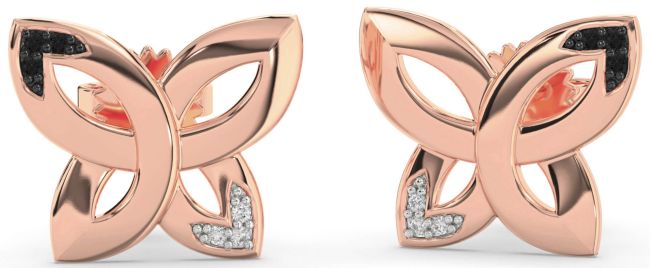Black Diamond Rose Gold Silver Knot Stud Earrings