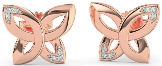 Lab Diamond Rose Gold Silver Knot Stud Earrings