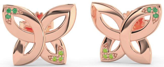 Emerald & Peridot Rose Gold Knot Stud Earrings