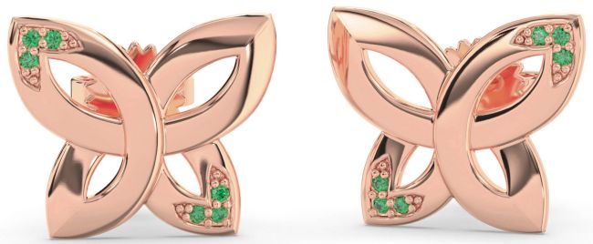 Emerald Rose Gold Knot Stud Earrings