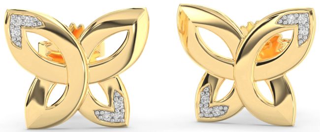 Lab Diamond Gold Knot Stud Earrings