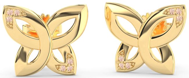 Morganite Gold Knot Stud Earrings