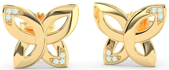 Moonstone Gold Knot Stud Earrings