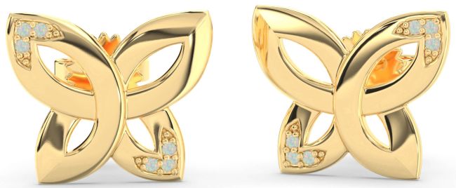 Opal Gold Silver Knot Stud Earrings
