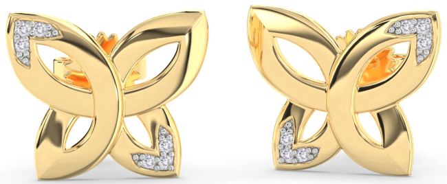 Salt & Pepper Diamond Gold Knot Stud Earrings