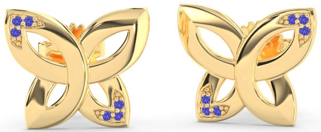 Tanzanite Gold Silver Knot Stud Earrings