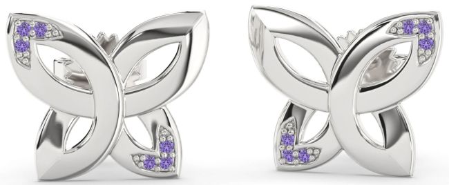 Alexandrite Platinum Knot Stud Earrings