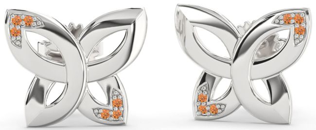 Citrine Silver Knot Stud Earrings