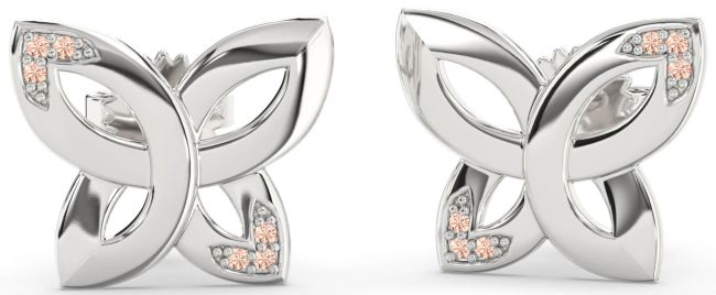 Morganite Silver Knot Stud Earrings