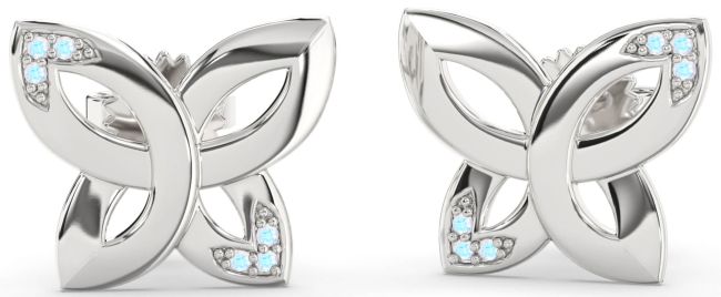 Moonstone Platinum Knot Stud Earrings