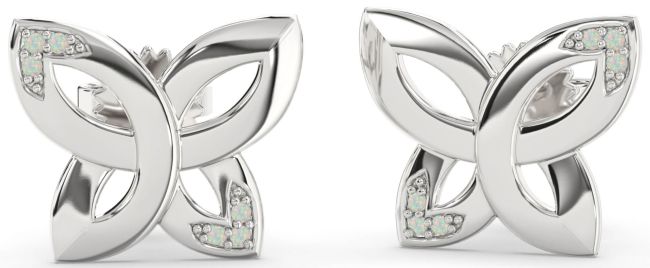 Opal Silver Knot Stud Earrings