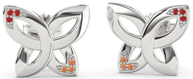 Ruby & Citrine Silver Knot Stud Earrings