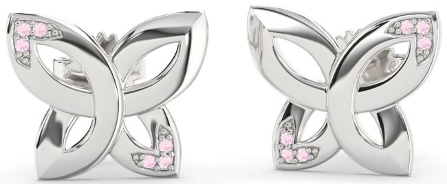 Rose Quartz Silver Knot Stud Earrings
