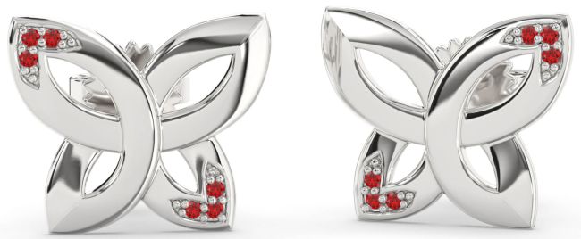 Ruby Silver Knot Stud Earrings