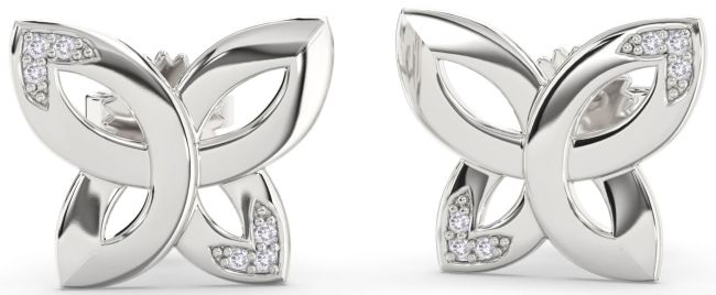 Salt & Pepper Diamond Silver Knot Stud Earrings